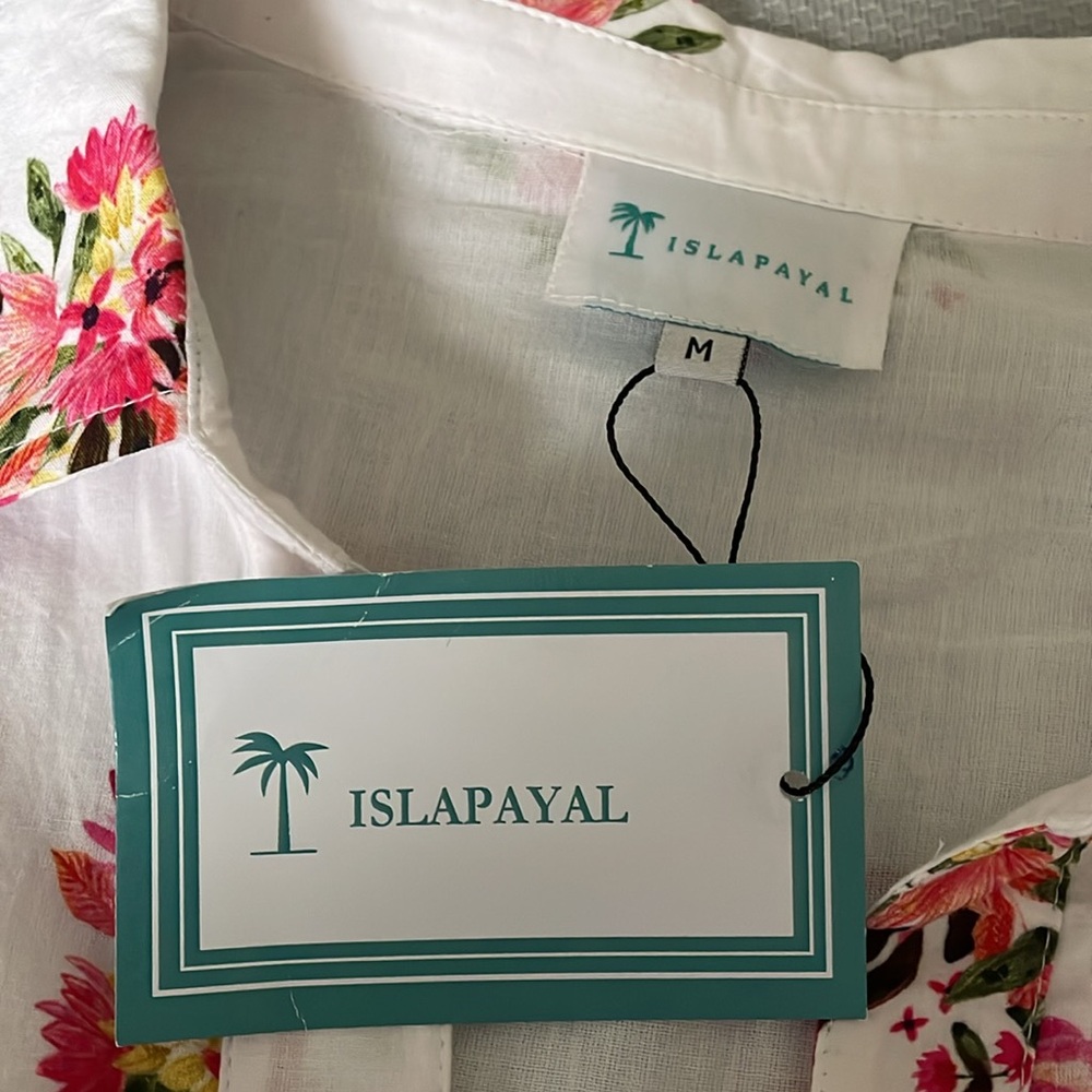 New Islapayal Floral Pink and White Dress Size Medium - Picture 4 of 10